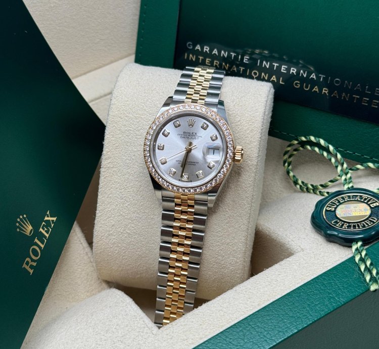 Rolex Lady-datejust New 2024 Silver Diamond Dial Diamond Bezel Two Tone Yellow Gold Jubilee 28mm