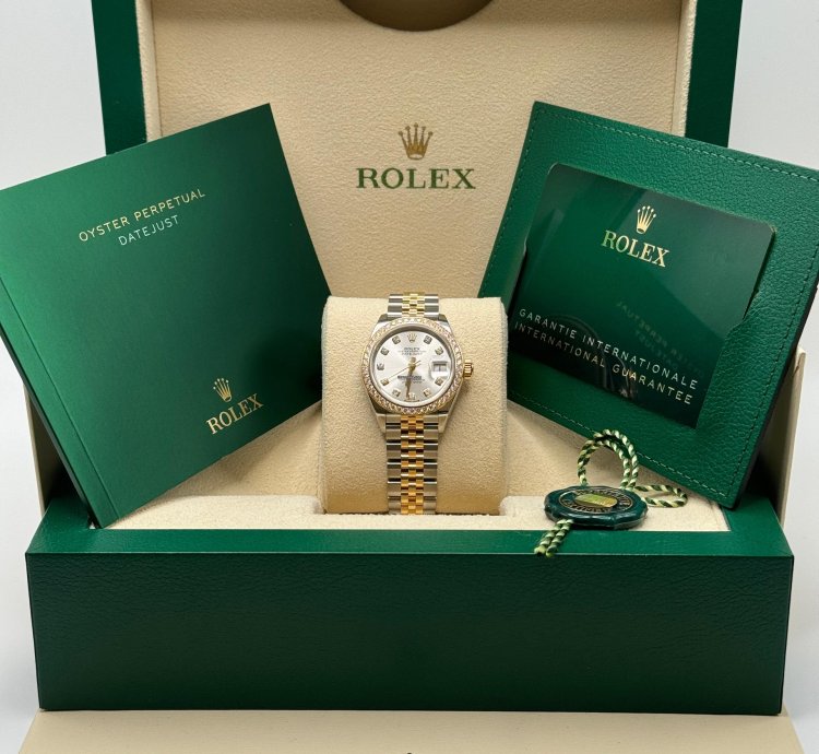 Rolex Lady-datejust New 2024 Silver Diamond Dial Diamond Bezel Two Tone Yellow Gold Jubilee 28mm