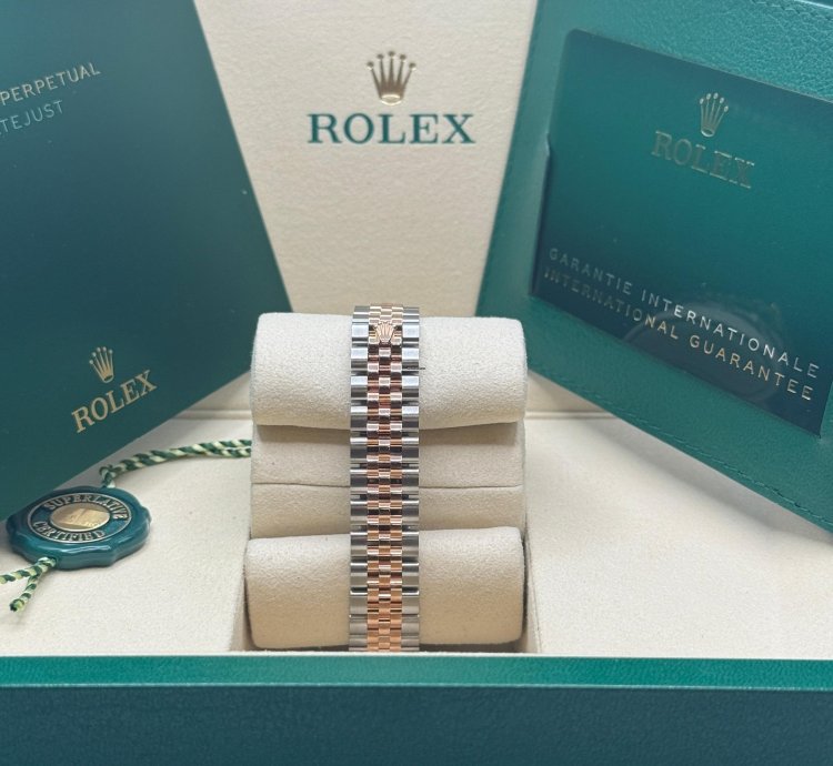 Rolex Lady-datejust New 2025 Olive Green Diamond Dial Diamond Bezel Two Tone Jubilee Rose Gold