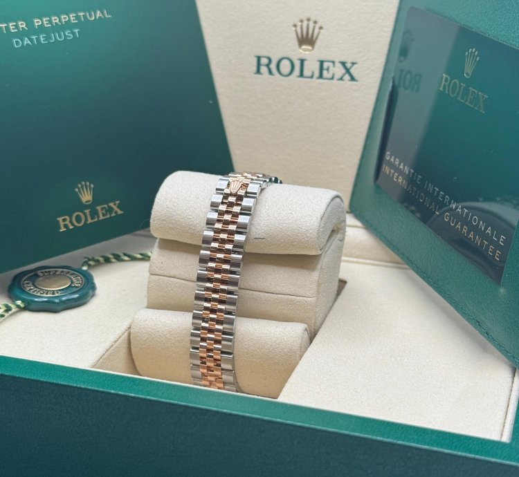 Rolex Lady-datejust New 2025 Olive Green Diamond Dial Diamond Bezel Two Tone Jubilee Rose Gold