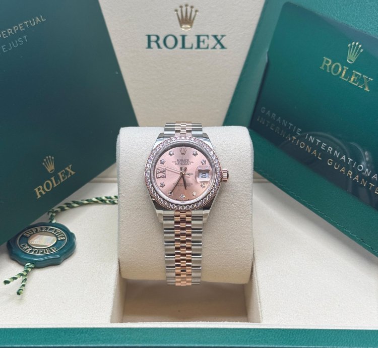 Rolex Lady-datejust New 2025 Pink Star Diamond Dial Two Tone Rose Gold Diamond Bezel Jubilee