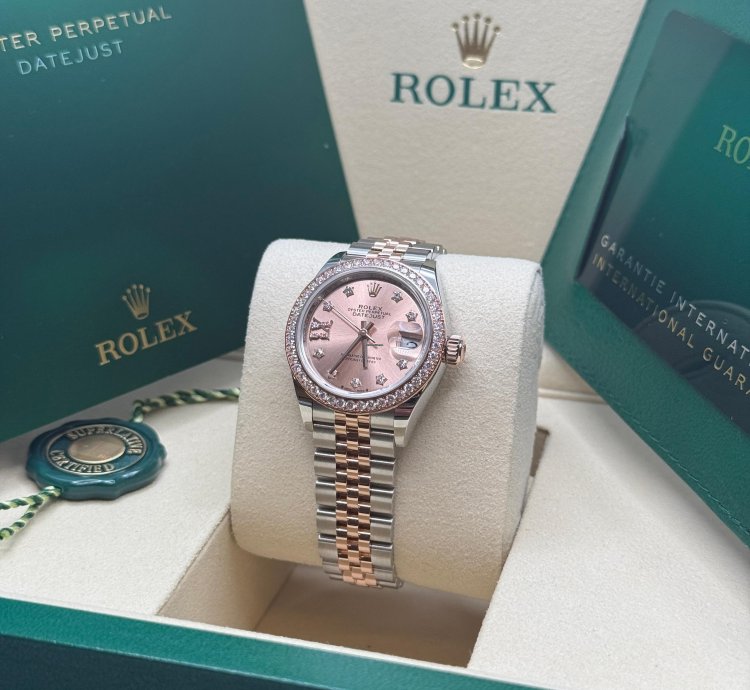 Rolex Lady-datejust New 2025 Pink Star Diamond Dial Two Tone Rose Gold Diamond Bezel Jubilee