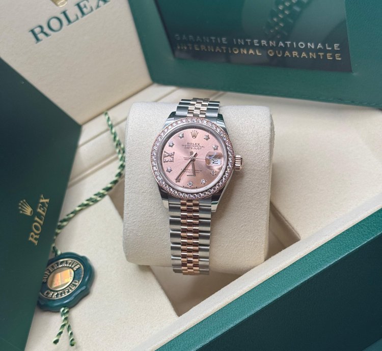 Rolex Lady-datejust New 2025 Pink Star Diamond Dial Two Tone Rose Gold Diamond Bezel Jubilee