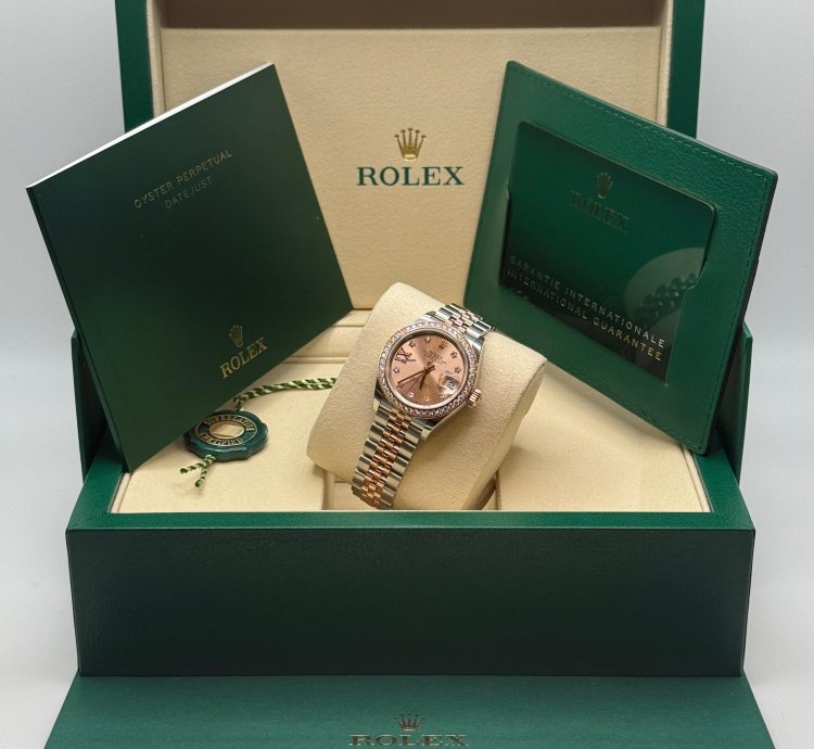 Rolex Lady-datejust New 2025 Pink Star Diamond Dial Two Tone Rose Gold Diamond Bezel Jubilee