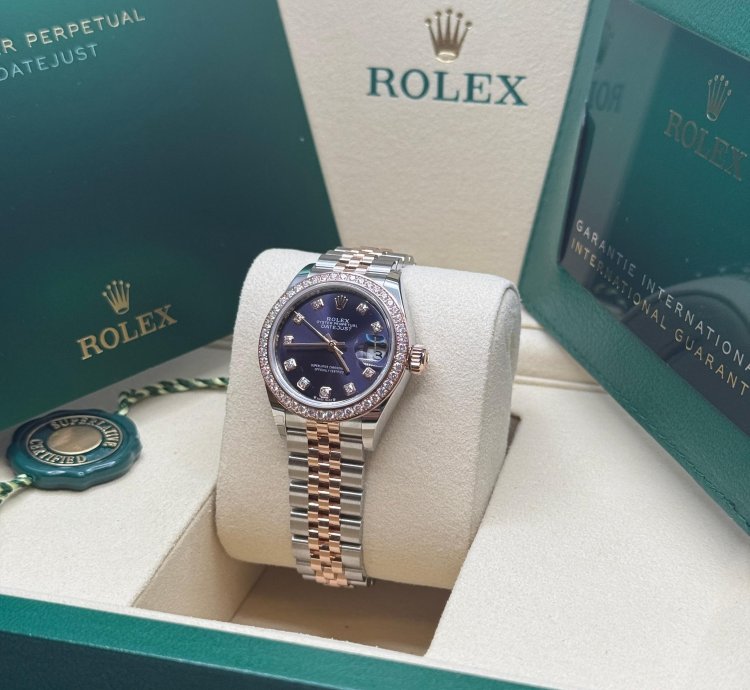 Rolex Lady-datejust New 2025 Purple Diamond Dial Diamond Bezel Two Tone Rose Jubilee