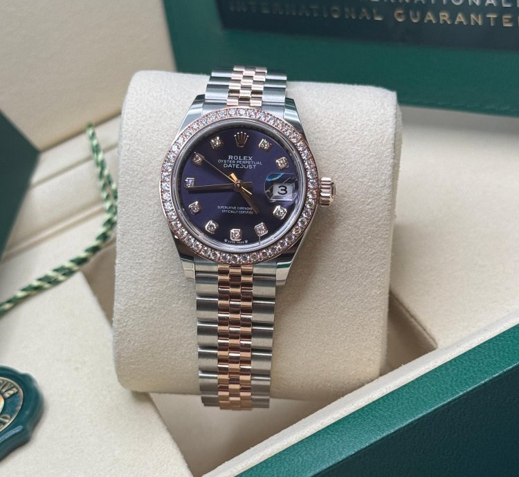 Rolex Lady-datejust New 2025 Purple Diamond Dial Diamond Bezel Two Tone Rose Jubilee
