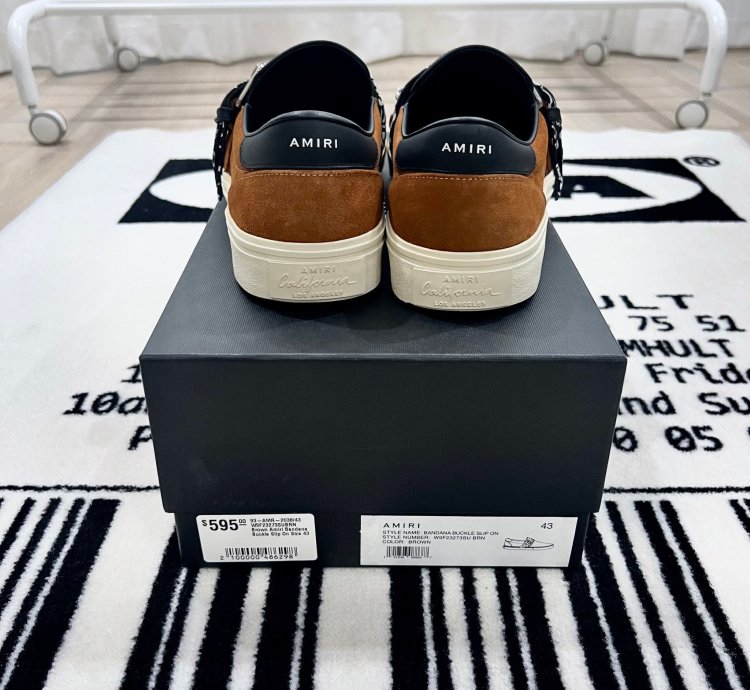 Amiri Bandana Buckle Chain Suede Slip On Shoes