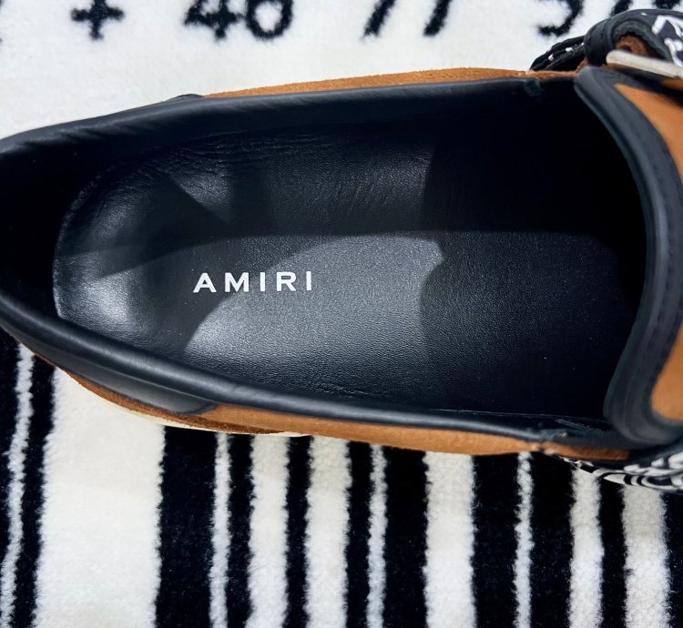Amiri Bandana Buckle Chain Suede Slip On Shoes