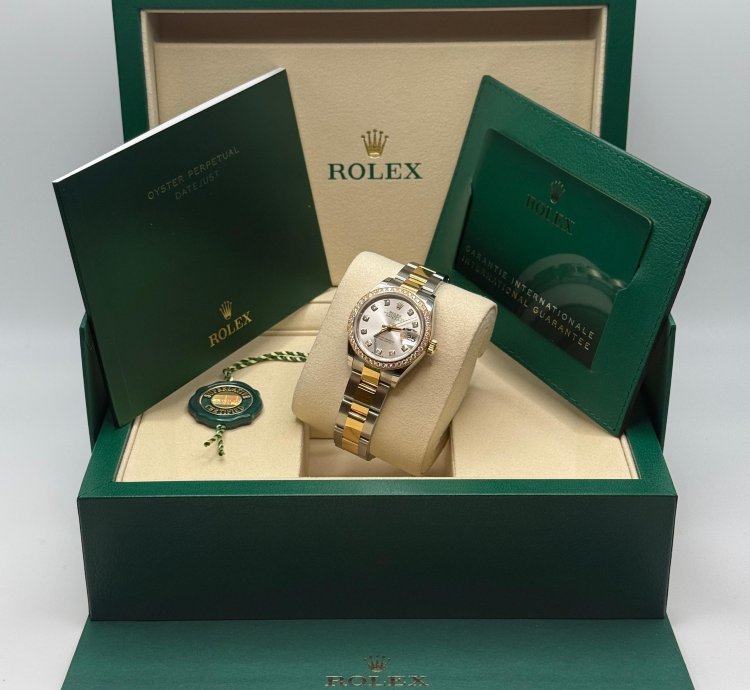 Rolex Lady-datejust New 2025 Silver Diamond Dial Diamond Bezel Two Tone Yellow Gold Oyster 28mm
