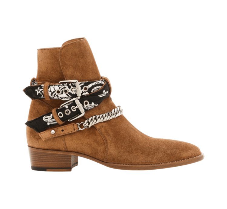 Amiri Bandana Buckle Suede Boots Brown