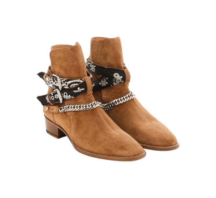 Amiri Bandana Buckle Suede Boots Brown