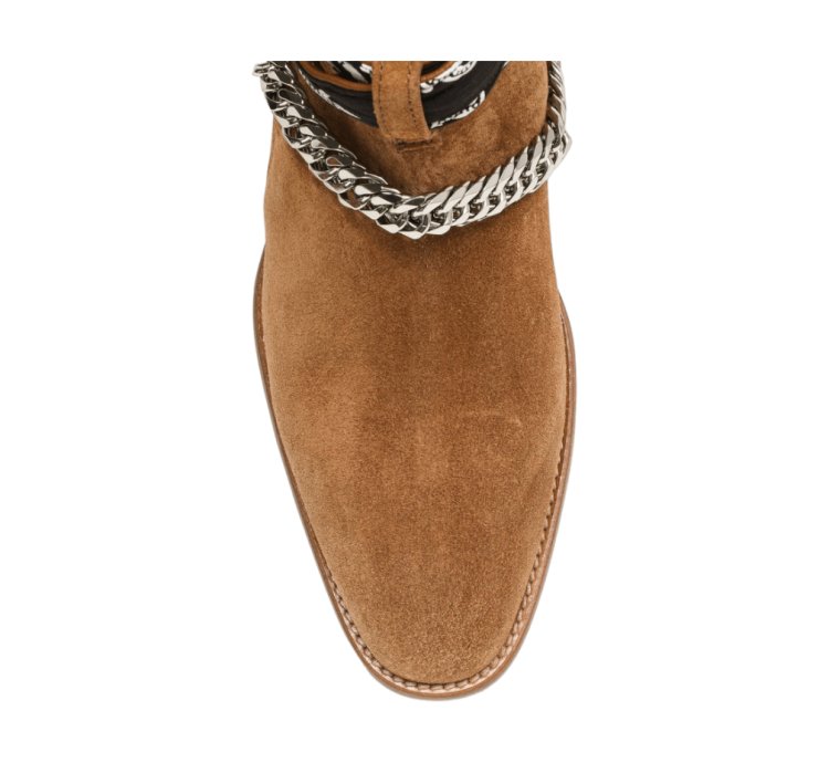 Amiri Bandana Buckle Suede Boots Brown