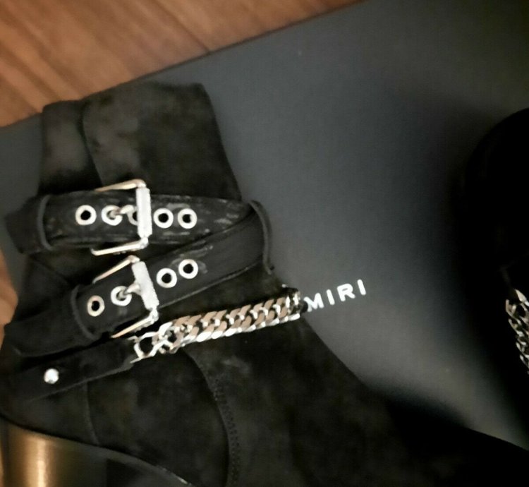 Amiri Bandana Buckle Suede Boots Eu 44