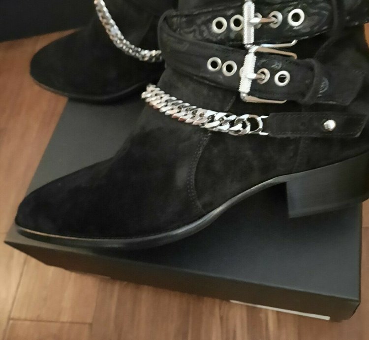 Amiri Bandana Buckle Suede Boots Eu 44