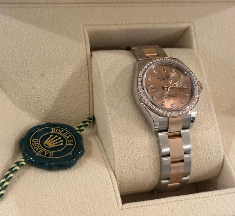 Rolex Lady-datejust Oyster 28 Mm Oystersteel Everose Gold And Diamonds