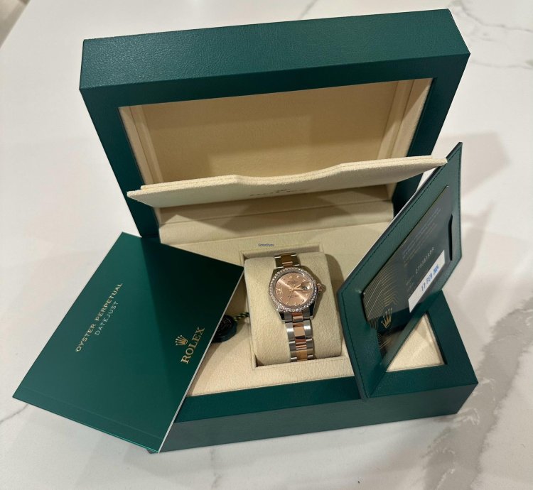 Rolex Lady-datejust Oyster 28 Mm Oystersteel Everose Gold And Diamonds