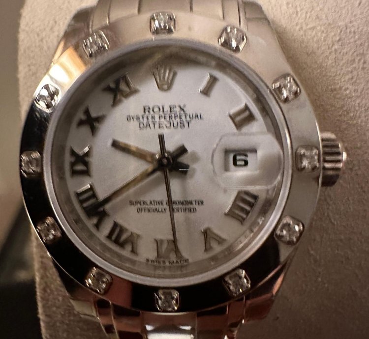 Rolex Lady-datejust Pearlmaster 29mm White Gold 12 Diamonds On Bezel At Hours