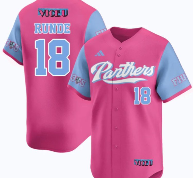 Logan Runde Jersey 18 Fiu Baseball 2025 Vice U Stitched Pink