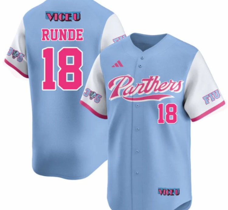 Logan Runde Jersey 18 Fiu Baseball 2025 Vice U Stitched Blue