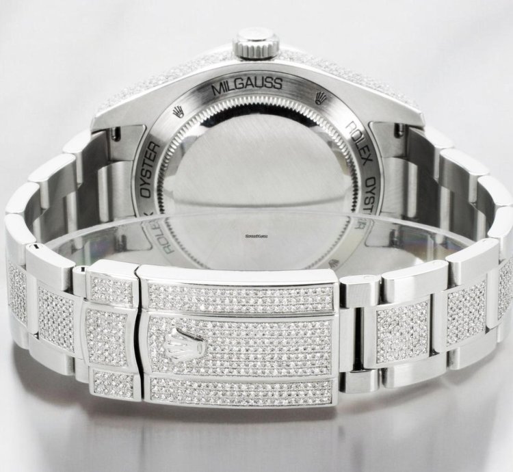 Rolex Milgauss Diamonds Black Dial - Custom Diamond Set pav Bezel - Iced Out