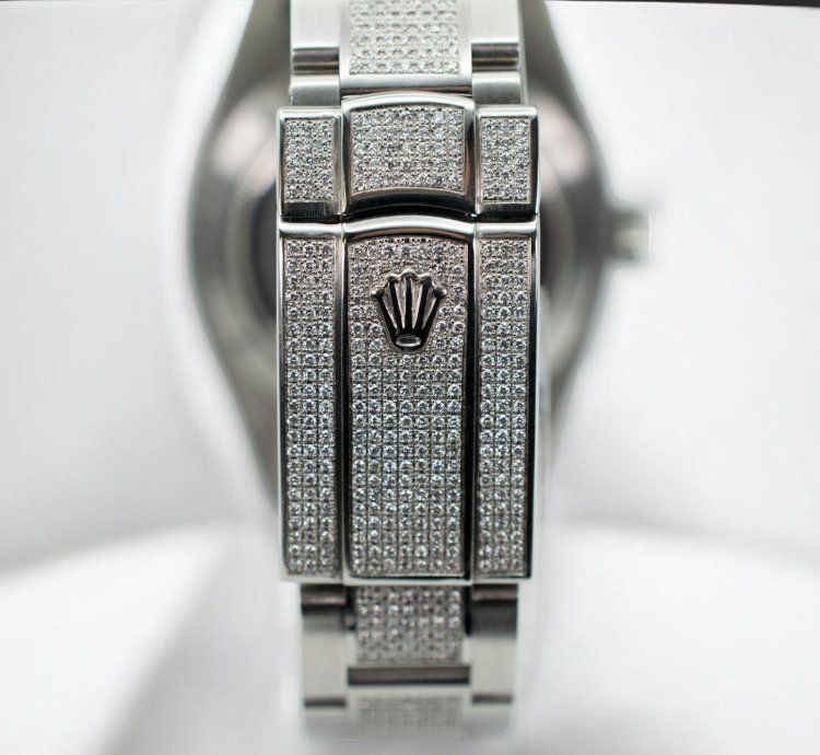 Rolex Milgauss Diamonds Black Dial - Custom Diamond Set pav Bezel - Iced Out