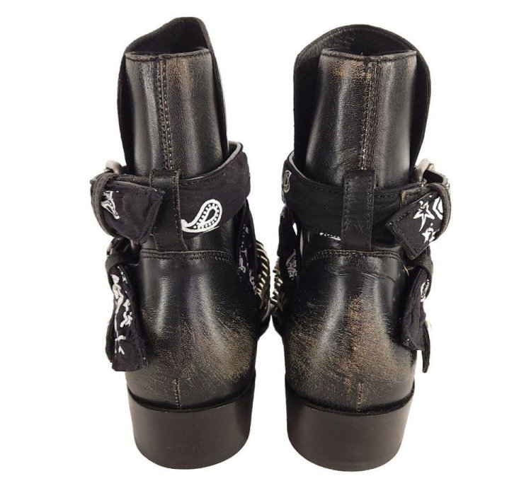 Amiri Bandana Leather Boots In Black Brown 41 Us 8 Mens New