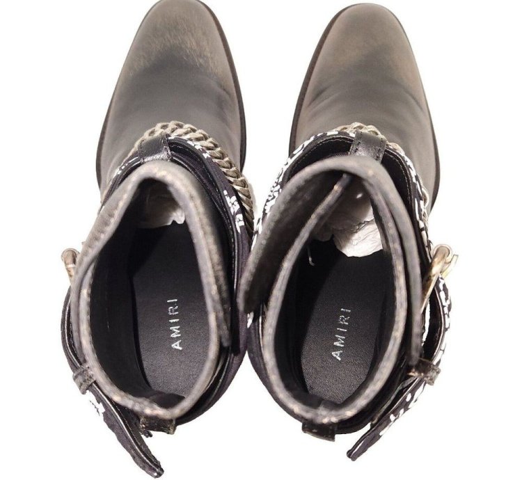 Amiri Bandana Leather Boots In Black Brown 41 Us 8 Mens New