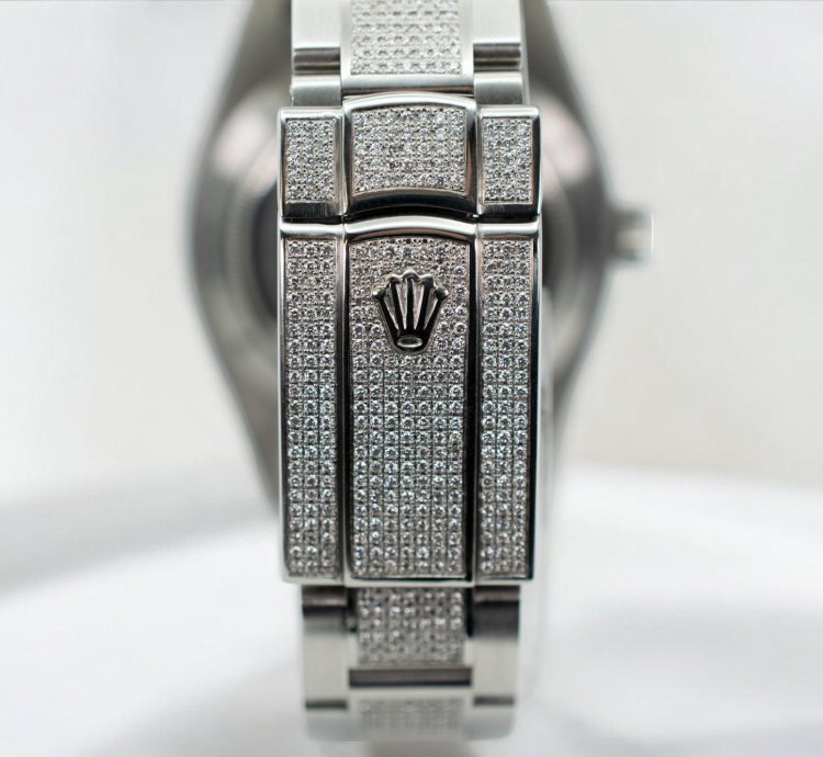 Rolex Milgauss Diamonds Gv Black Dial - Custom Diamond Set pav Bezel - Iced Out