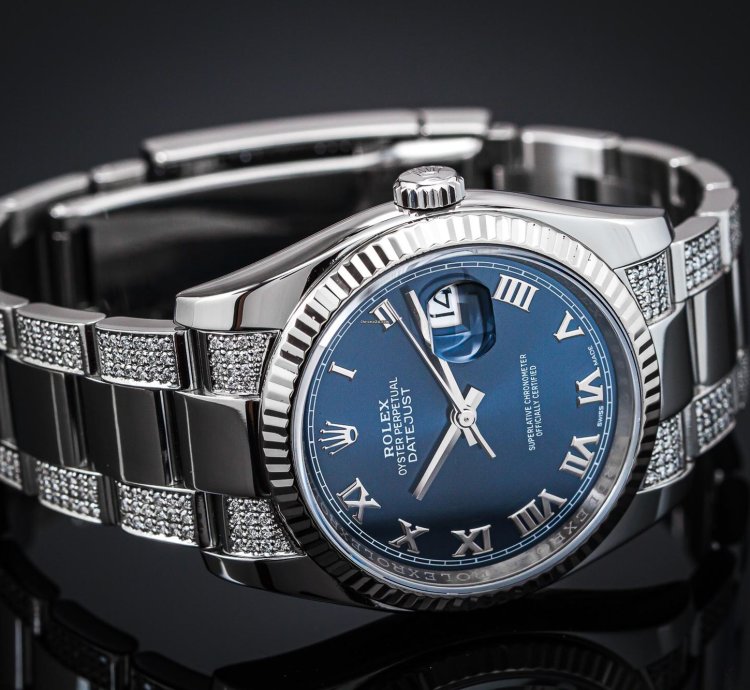 Rolex Oyster Perpetual 34 Iced Blue Dial