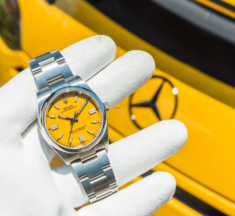 Rolex Oyster Perpetual 36 36mm Yellow Dial