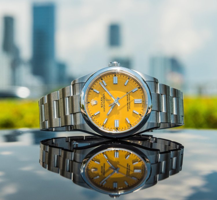 Rolex Oyster Perpetual 36 36mm Yellow Dial