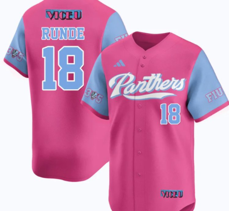 Logan Runde Jersey 18 Fiu Baseball 2025 Vice U Stitched Pink