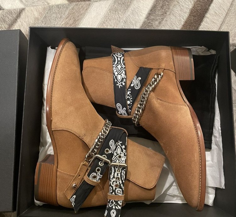 Amiri Bandanna Chain Boots
