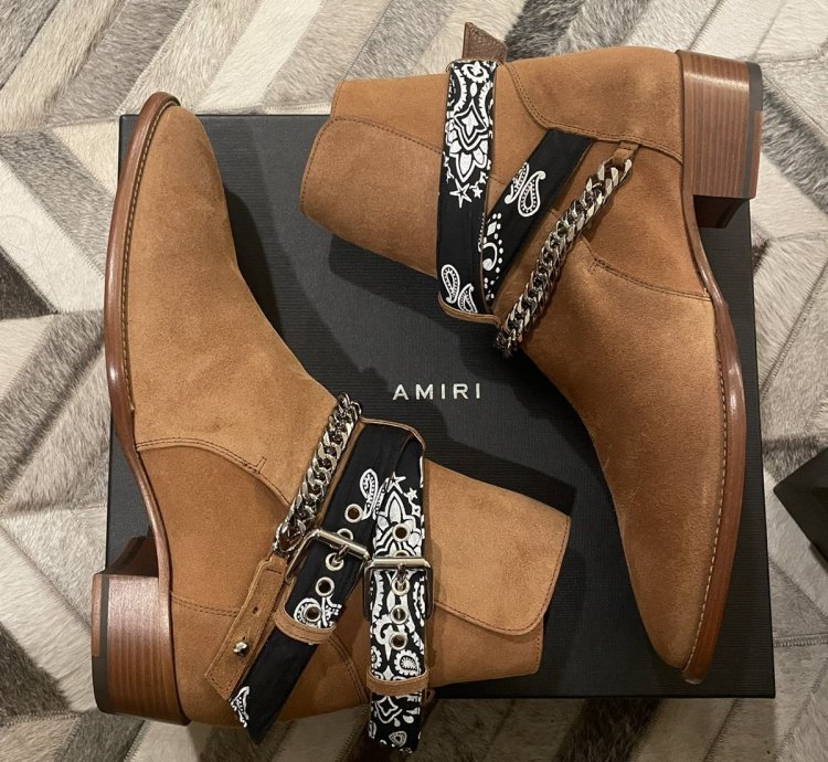 Amiri Bandanna Chain Boots