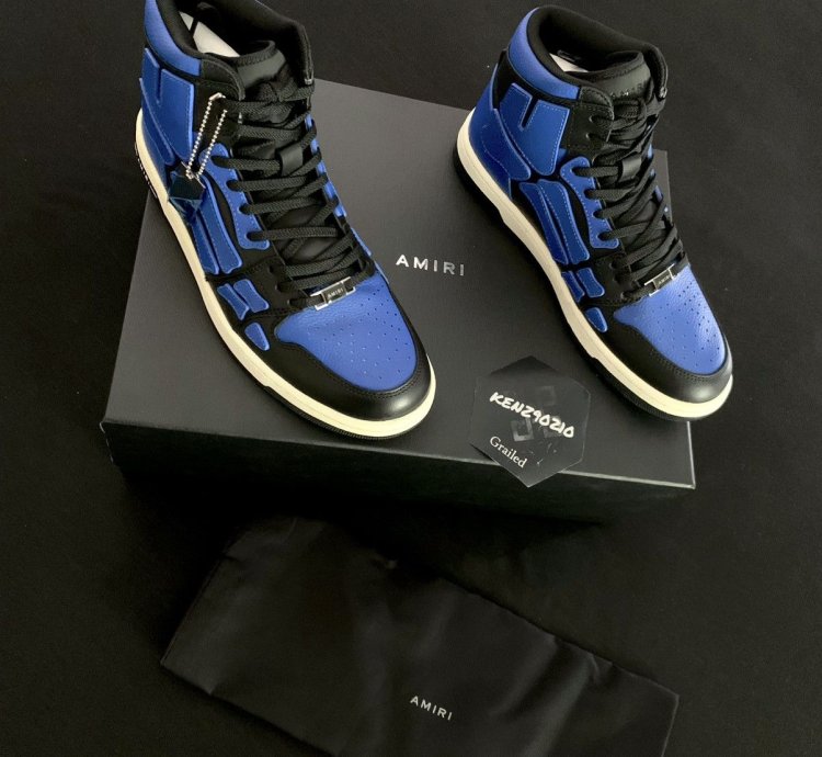 Amiri Black Blue Skel Top Leather Sneakers
