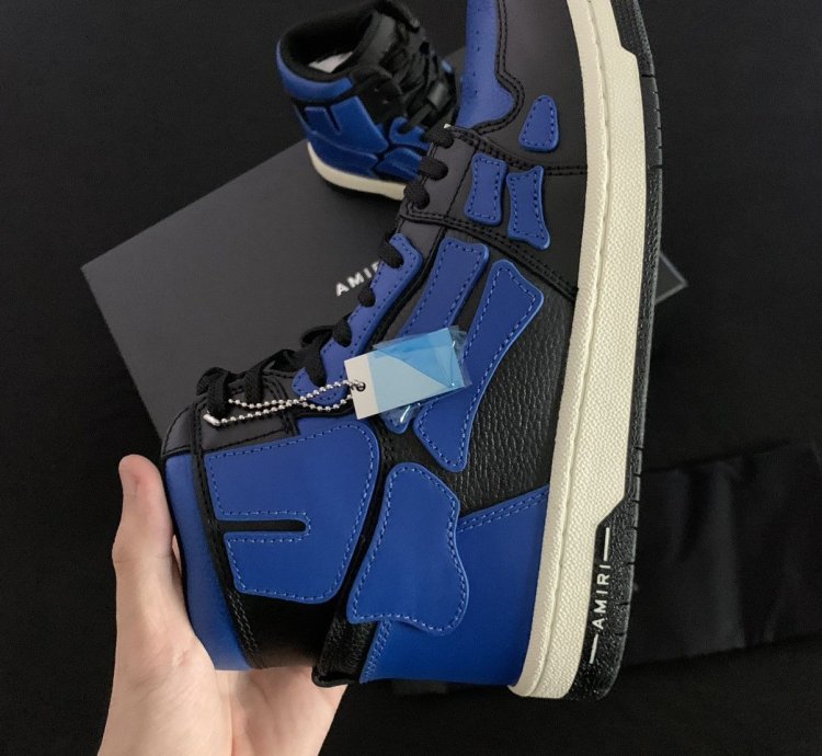 Amiri Black Blue Skel Top Leather Sneakers