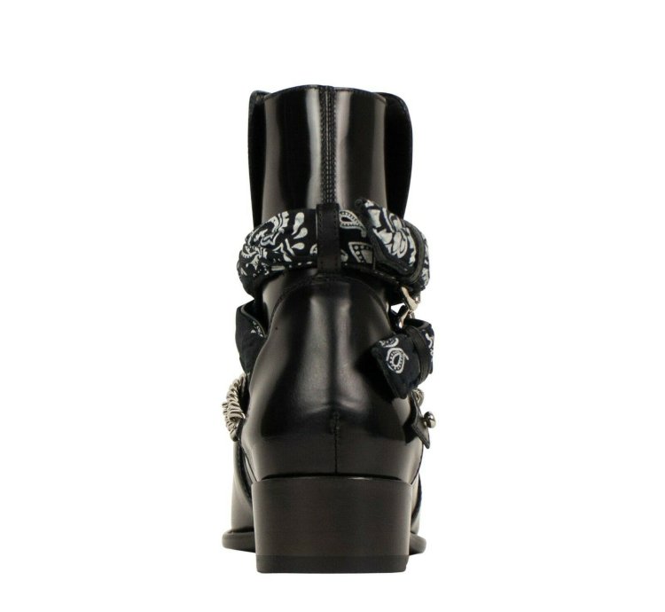 Amiri Black Patent Leather Bandana Chain Strap Ankle Boots
