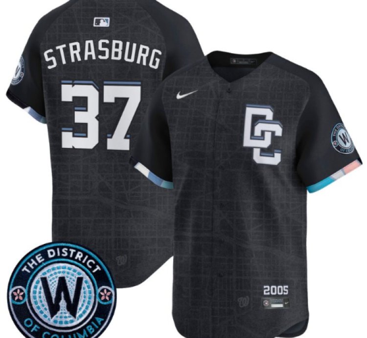 Stephen Strasburg Jersey 37 Washington Nationals 2025 City Connect Premier Limited Stitched Navy