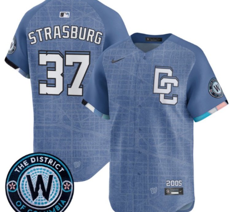 Stephen Strasburg Jersey 37 Washington Nationals 2025 City Connect Premier Limited Stitched Blue