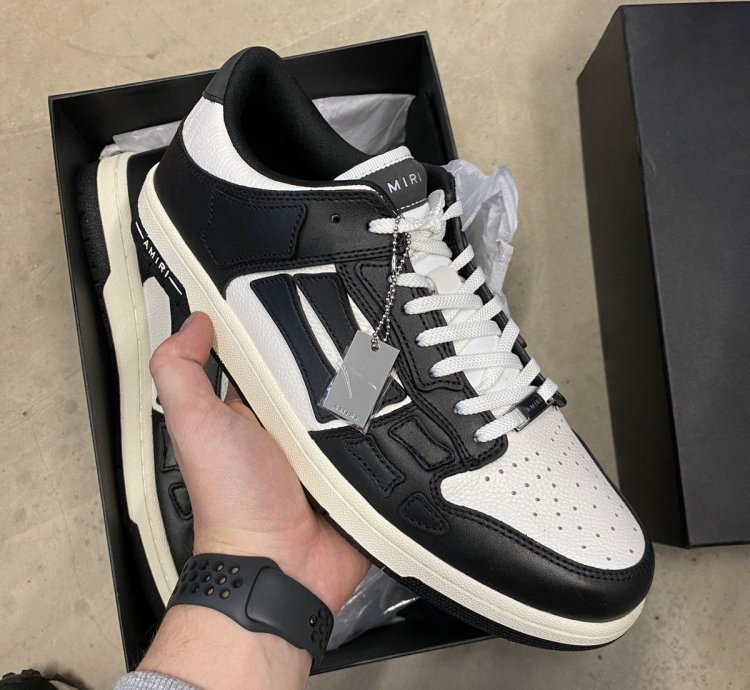 Amiri Black White Leather Skeleton Low Sneakers