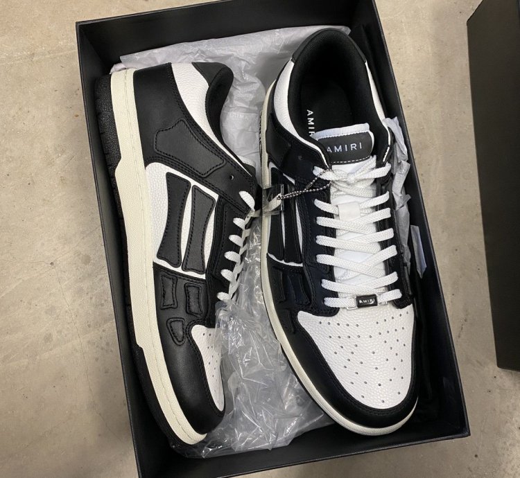 Amiri Black White Leather Skeleton Low Sneakers