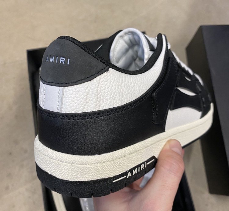 Amiri Black White Leather Skeleton Low Sneakers
