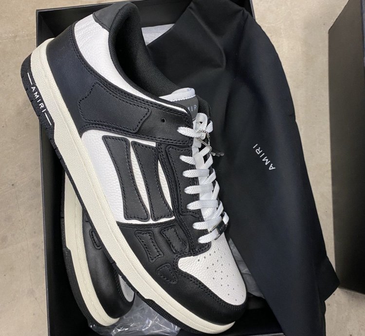 Amiri Black White Leather Skeleton Low Sneakers