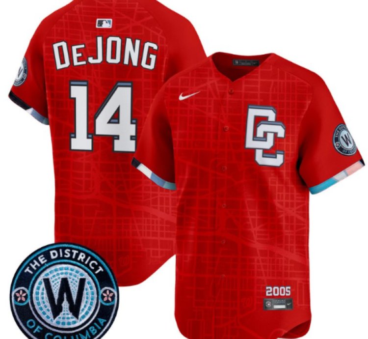 Paul Dejong Jersey 14 Washington Nationals 2025 City Connect Premier Limited Stitched Red