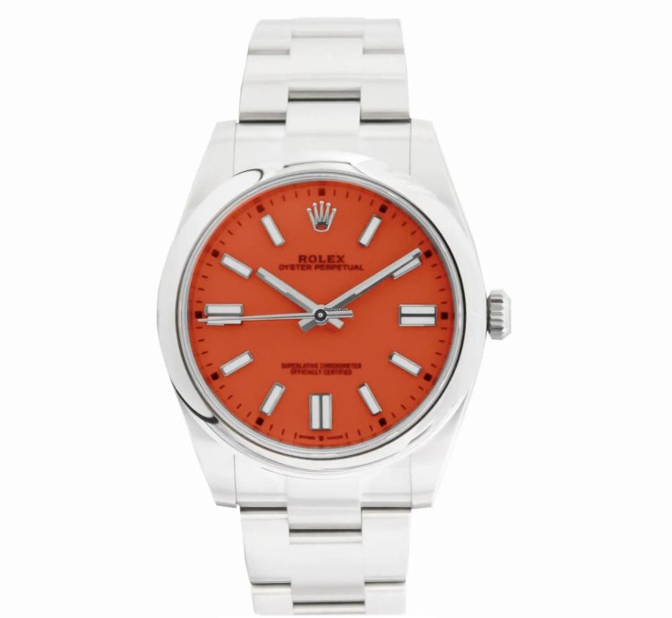 Rolex Oyster Perpetual 41 2021 Oyster Perpetual 41mm Coral Red 124300 Stainless Steel Oyster Bracelet In Stock