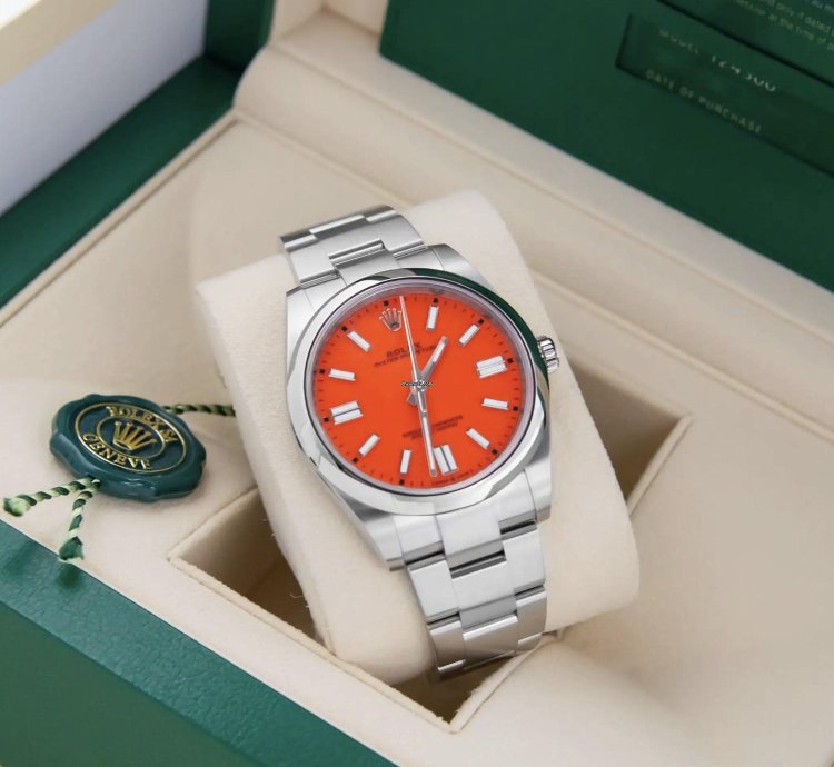 Rolex Oyster Perpetual 41 2021 Oyster Perpetual 41mm Coral Red 124300 Stainless Steel Oyster Bracelet In Stock