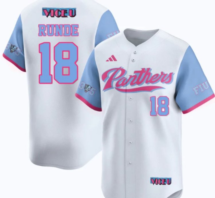 Logan Runde Jersey 18 Fiu Baseball 2025 Vice U Stitched White