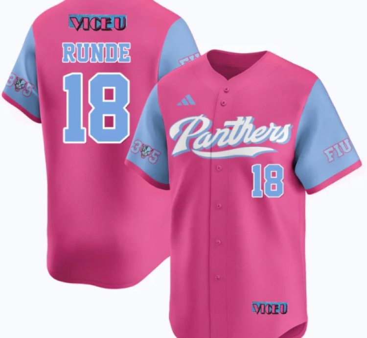 Logan Runde Jersey 18 Fiu Baseball 2025 Vice U Stitched Pink