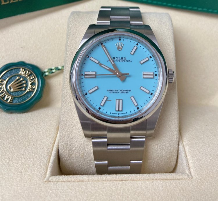 Rolex Oyster Perpetual 41 41mm Turquoise Tiffany Blue Dial 124300 New 2022