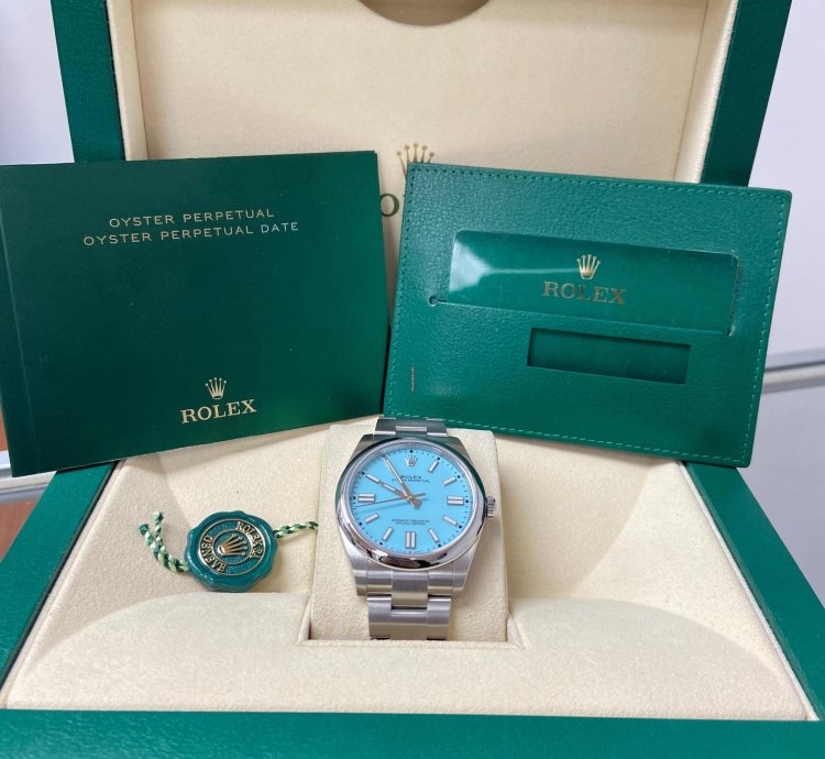 Rolex Oyster Perpetual 41 41mm Turquoise Tiffany Blue Dial 124300 New 2022